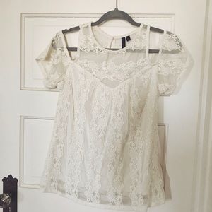 Lace cold shoulder top